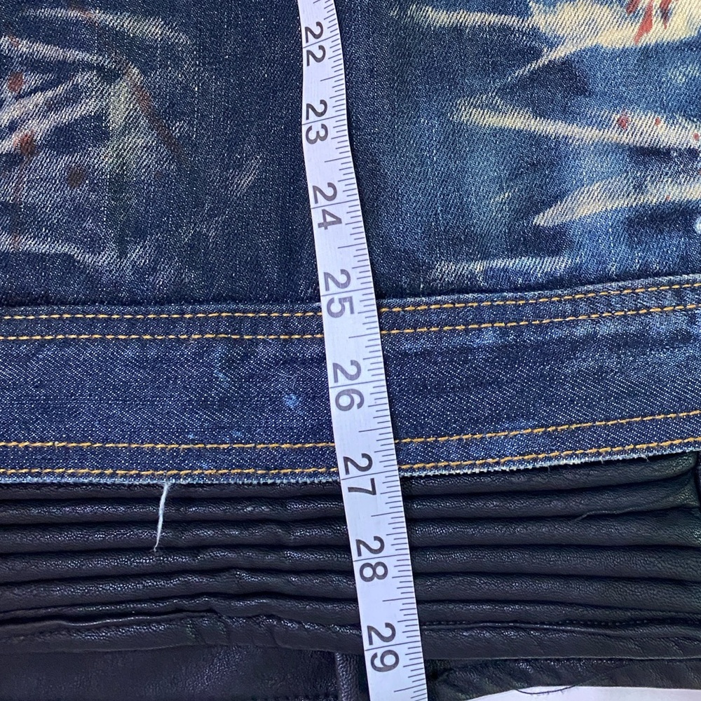 The Heritage by America 1776 Distressed Faux Leather Bleached Denim Moto Vest 2X - Picture 12 of 12